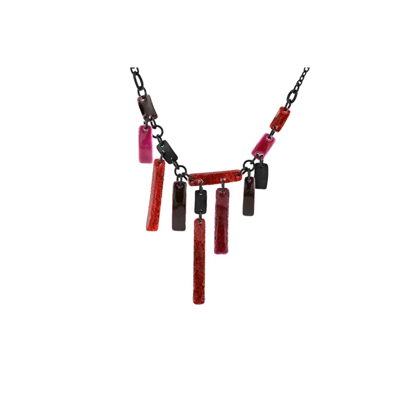 Collier fantaisie Ikita noir et rouge