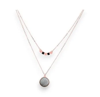 Collier double chaîne Ikita nacre et cuivre rosé