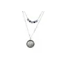 Ikita Double Necklace with Mother-of-Pearl and Blue Pendant