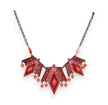 Collier Fantaisie Géométrique Noir et Rouge