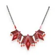 Collier Fantaisie Géométrique Noir et Rouge