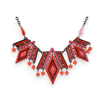 Collier Fantaisie Géométrique Noir et Rouge