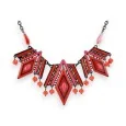 Collier Fantaisie Géométrique Noir et Rouge