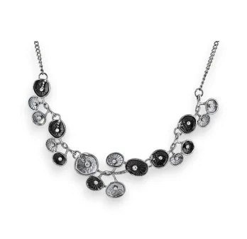 Collier Fantaisie Fleur de Nuit Noir et gris