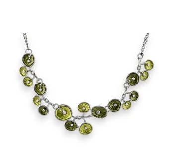 Collier Fantaisie Élégance Petites fleurs nuances vert