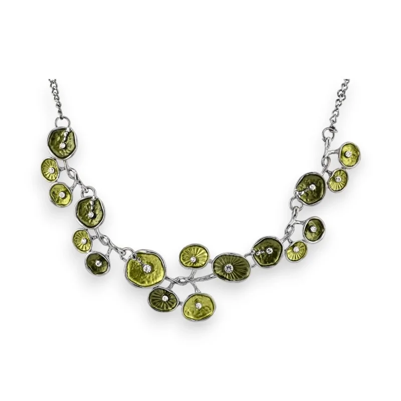 Collier Fantaisie Élégance Petites fleurs nuances vert