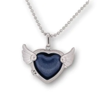 Pretty Heart Necklace Openable Angel Wings