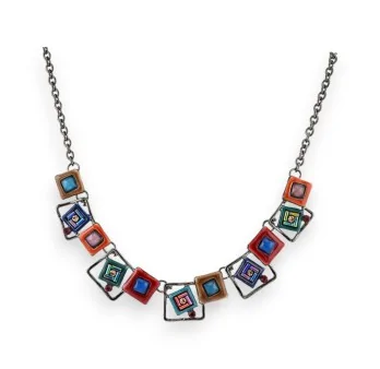 Collier fantaisie carré multicolore Design