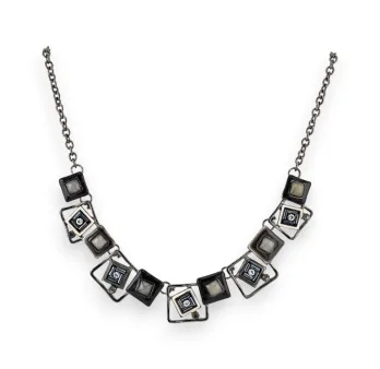 Collier géométrique noir et blanc