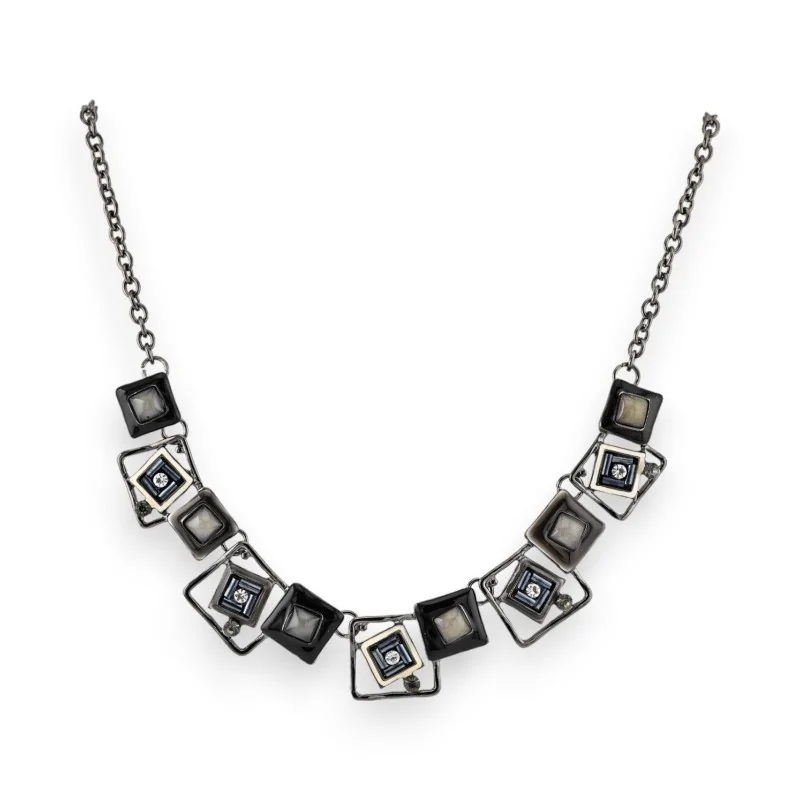 Collier géométrique noir et blanc