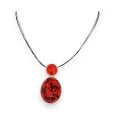 Fashion necklace with Ikita red geometric medallion