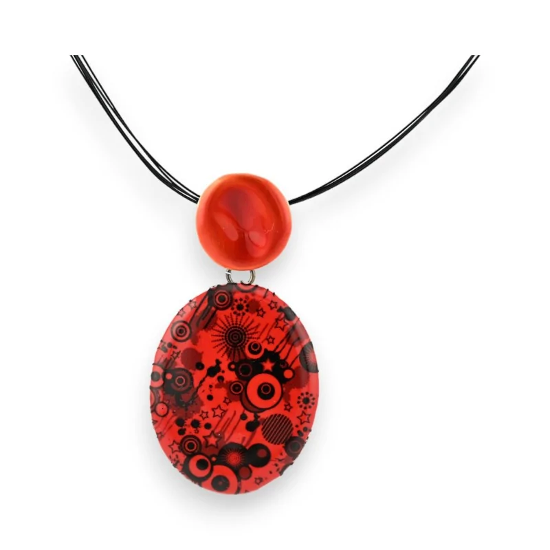 Ikita red geometric medallion fashion necklace