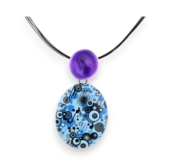 Collier fantaisie Ikita médaillon cosmos bleu