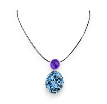 Collier fantaisie Ikita médaillon cosmos bleu