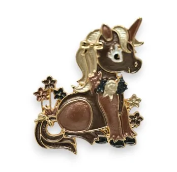 Broche Licorne Dorée Marron