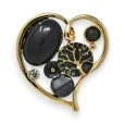 Broche Coeur Noir Fantaisie Dorée