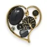 Broche Coeur Noir Fantaisie Dorée