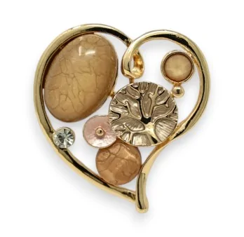 Broche Coeur Dorée Aimantée