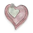 Broche Corazón Rosa Pálido Imantada de Metal Plateado