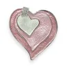 Broche Corazón Rosa Pálido Imantada de Metal Plateado