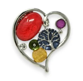 Broche magnética corazón plateado multicolor