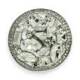 Magnetic round brooch with sparkling white stones