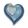 Broche corazón magnética plateada esmalte Tonos azules