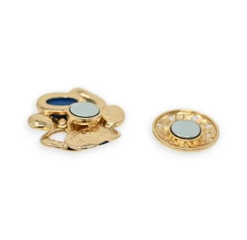 Abstrakte magnetische Brosche in Blau und Gold