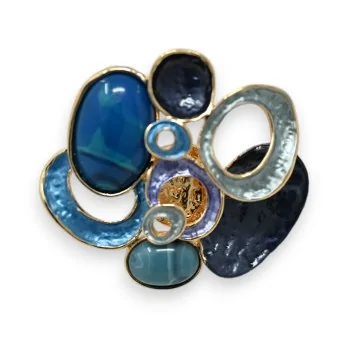 Abstract blue and gold magnetic brooch