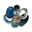 Abstract blue and gold magnetic brooch