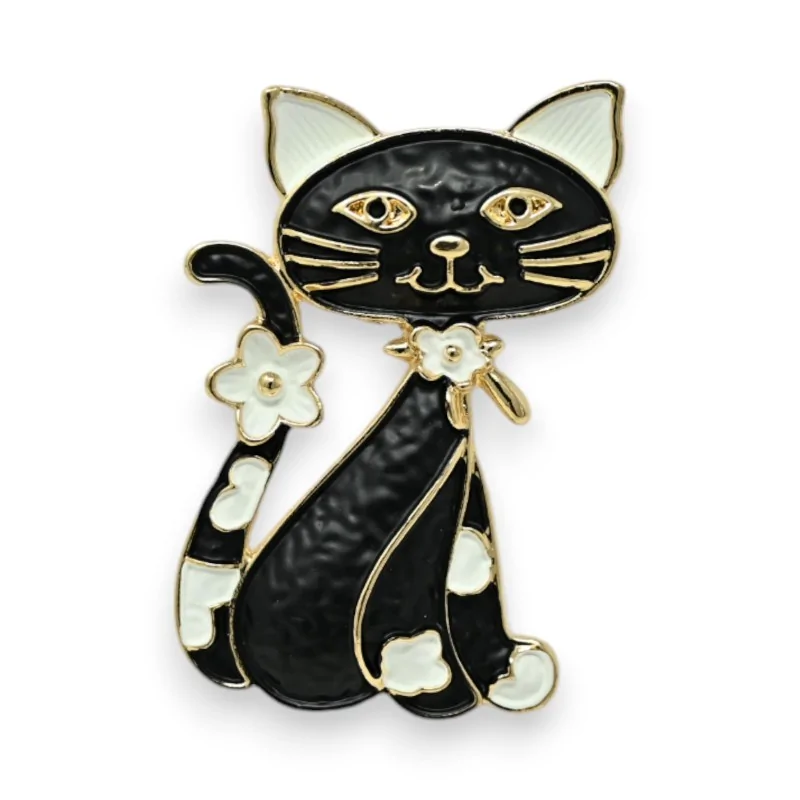 Broche Magnética Gato Blanco y Negro