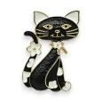 Magnetic Black and White Cat Brooch