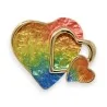 Magnetic Rainbow Heart Brooch in Gold