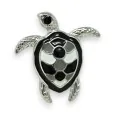 Magnetic Silver Turtle Brooch Black and White