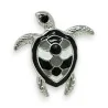 Broche de Tortuga Magnética Plateada Blanco y Negro