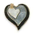 Gold Magnetic Heart Brooch in Black and White