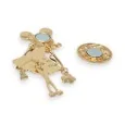 Gold metal magnetic mouse brooch Multicolored