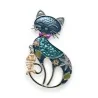 Broche Chat Bleu Argenté Aimantée