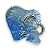 Overlapping Hearts Brooch in Shades of Blue