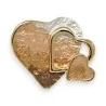 Magnetic brooch with golden hearts Brown shades