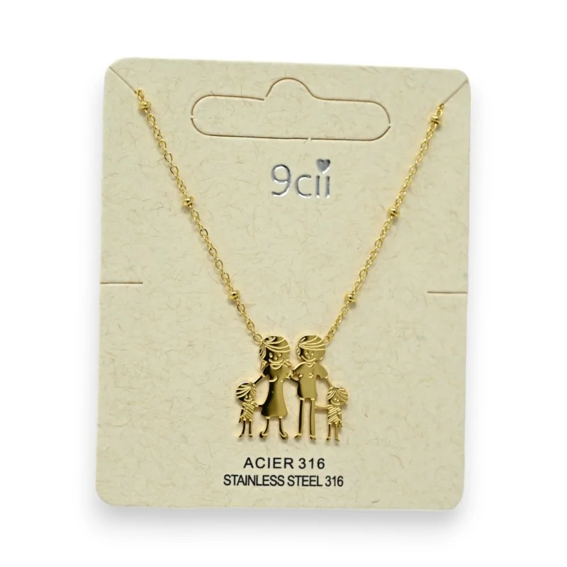 Family Necklace in Gold Stainless Steel