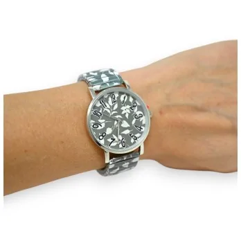 Ernest Elastic Watch Green Leaves and White