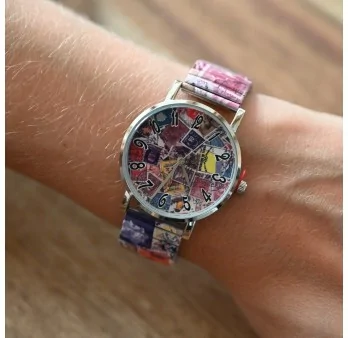 Ernest\'s multicolor patchwork stamp watch