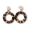 Leopard Circle Earrings and Gold Metal