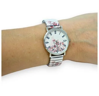 Montre élastique Ernest motif Floral rose