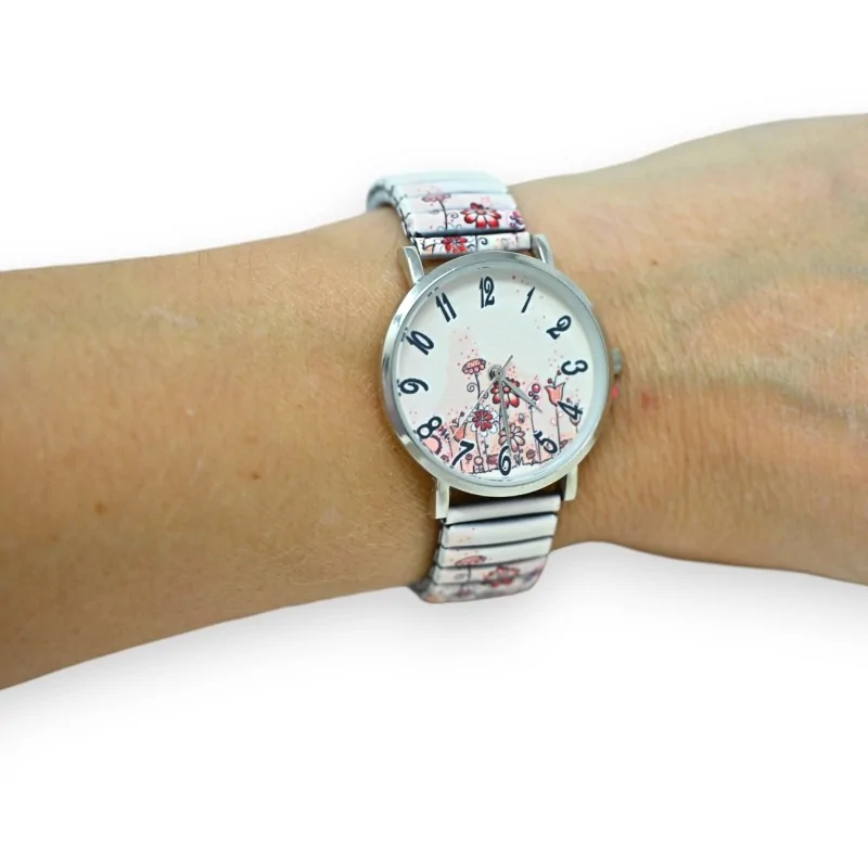 Floral Pink Pattern Ernest Elastic Watch