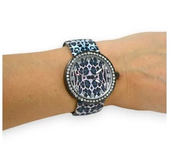 Ernest Black and Blue Leopard Watch