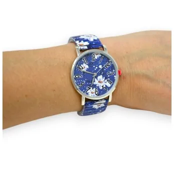 Montre Ernest Élégance Florale Bleu et blanc