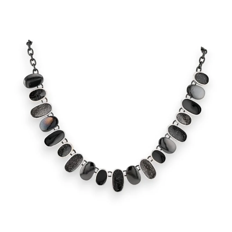 Fantasy Necklace with Black and Silver Dangles by Ikita