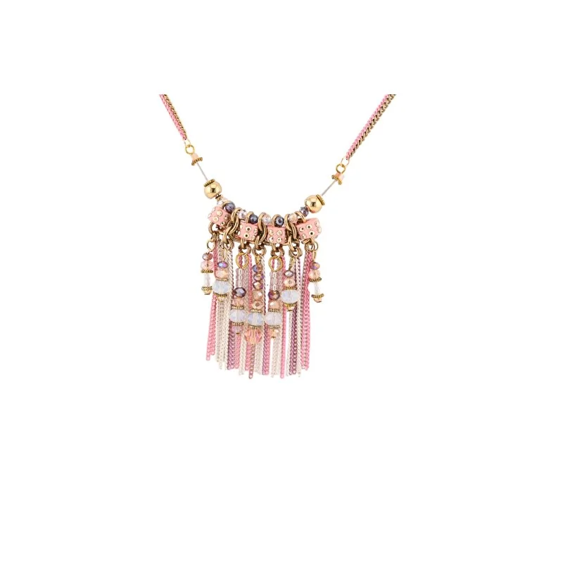 Ikita pink chain fringe fashion necklace